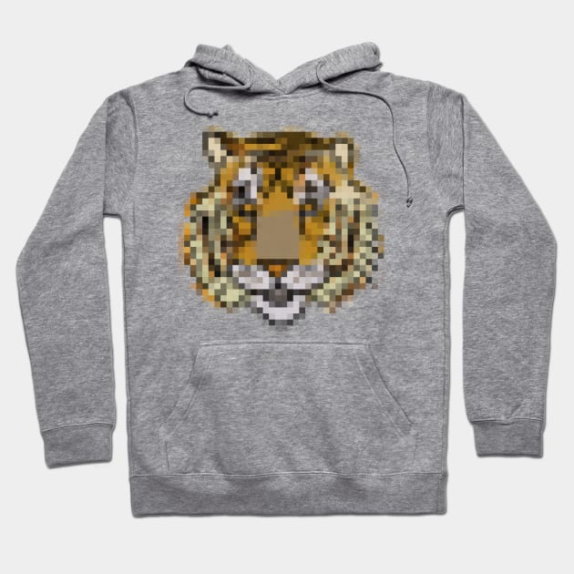 Tiger Portrait Pixelart Hoodie by ellenhenryart